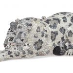 A FULL BEAD SILVER CRYSTAL JAGUAR EVENING BAG