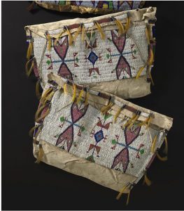 A PAIR OF SIOUX BEADED HIDE TIPI BAGS