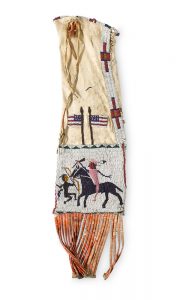 A SIOUX PICTORIAL BEADED TOBACCO BAG