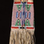 Crow Beaded and Fringed Hide Tobacco Bag