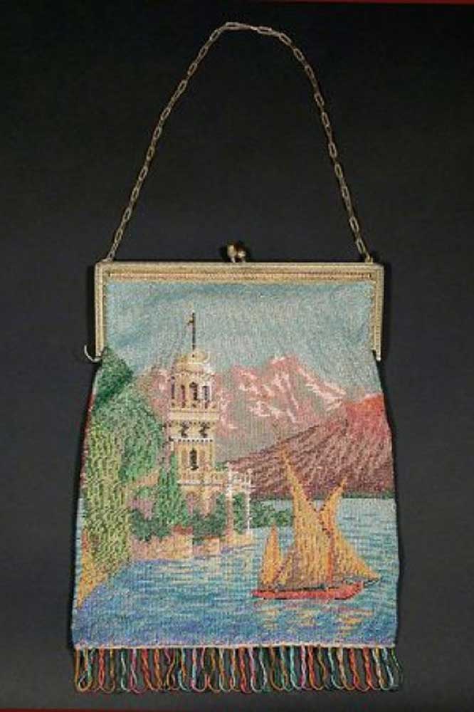 Austrian Beaded Scenery Bag Mid 19th century