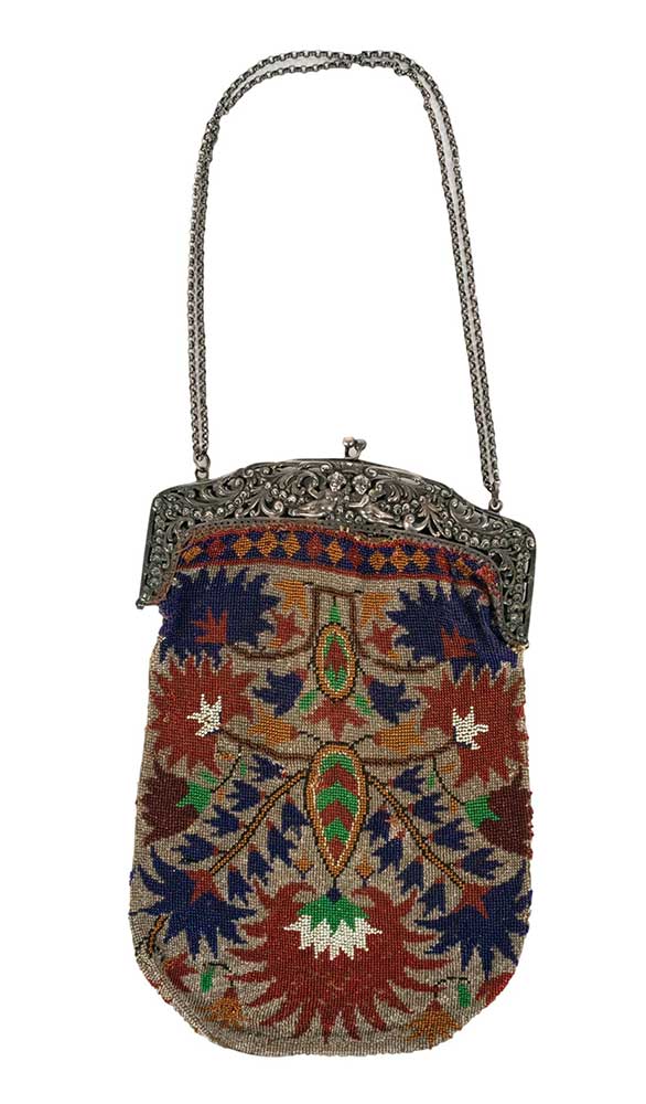 Bohemian Reticulated 800 Silver Glass Bead Handbag