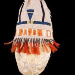 Sioux Beaded and Quilled Hide Bladder Bag c 1950s