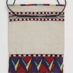 Embroidered linen bag produced c.1918 by the Mission Anglaise de la Société des Amis.